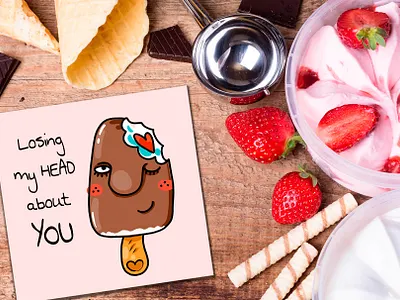 Ice Cream card clipart hot ice cream ice cream cone icecream illustration illustrations prints stickers summer summertime zooza