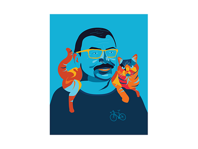 Father's Day cat colorful illustration portrait