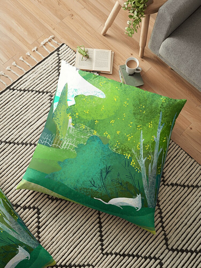 Pillow with cat animal cat cats clipart flowers garden illustration illustrations pillow design prints stickers summer zooza