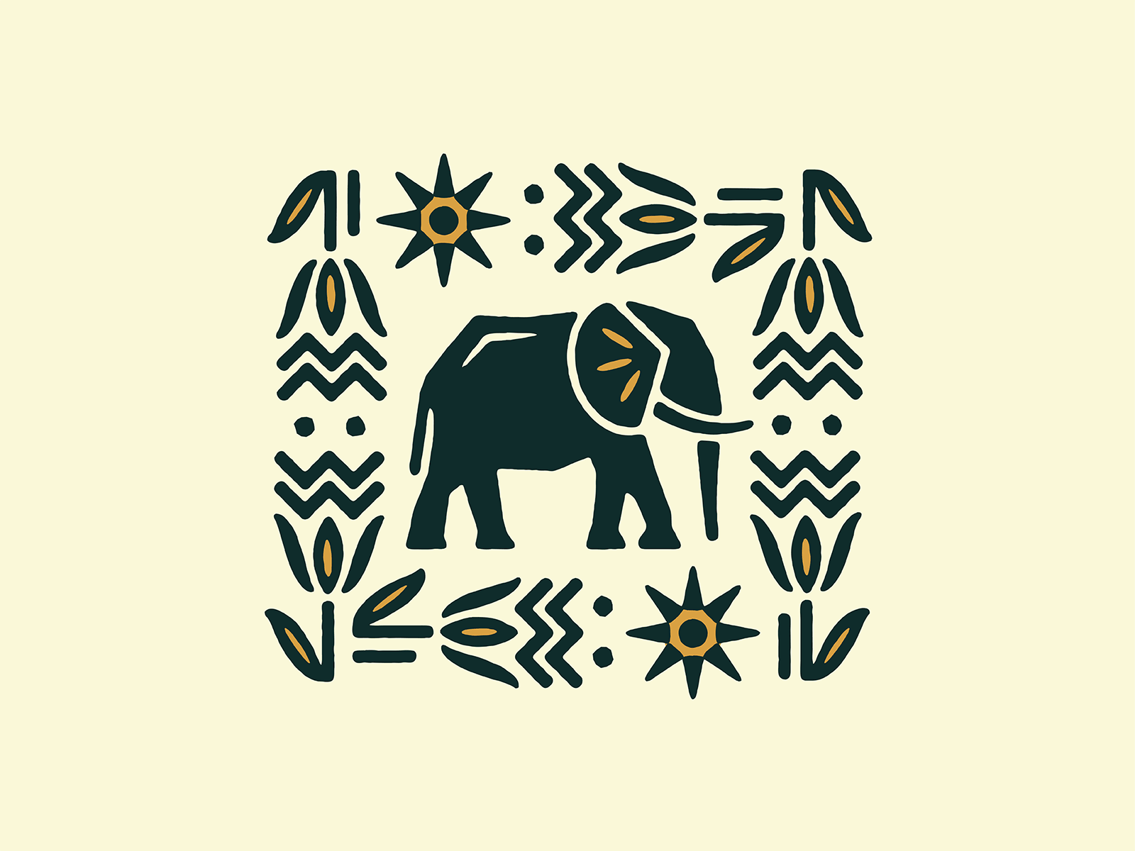 Land, Sea & Sky Series: Land animal animation elephant flat vector flowers geometric icon illustration land nature pattern print sun