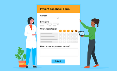 patient feedback form adobe banner design blog post doctor feedback form flat illustration illustration illustrator jotform online form
