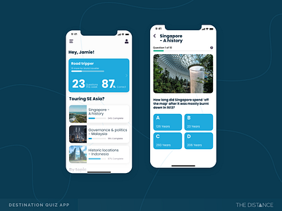 Destination Quiz App app design destination distance personal quiz singapore td the thedistance travel ui ux