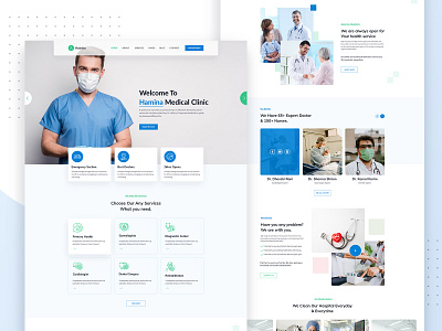 Medical Clinic Homepage Design v2 adobe xd creative design illustration landing page medical minimal photoshop simple color ui design web template