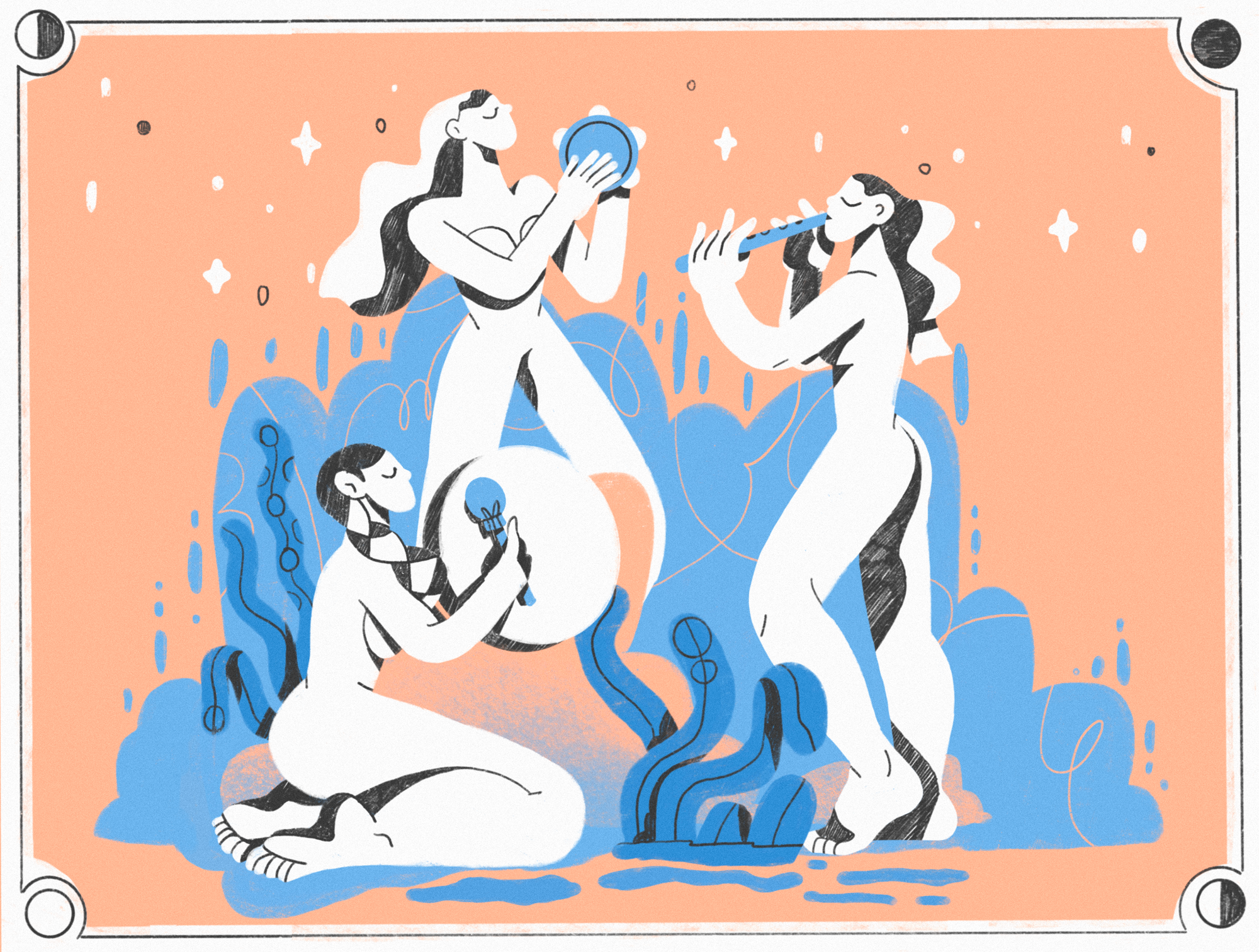 Moon Tribe 🌒🌕🌘 art case study character festival illustration lettering moon music musicians nature poster procreate texture wild women