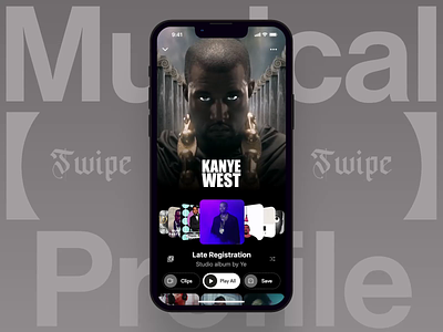 Musical app 3d animation app apps interface mobile music profile slide video video app