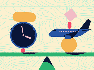 Balance 2d aircraft airline airplane balance booking clock compare flight plane scales shapes texture time travel wood