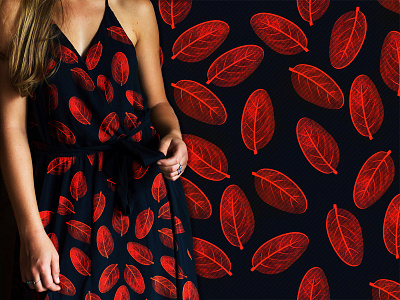 Red leafs Textile pattern apparel art automn botanical colors design fabric fashion graphic illustration leaf leaves nature pattern print red spring summer textile women