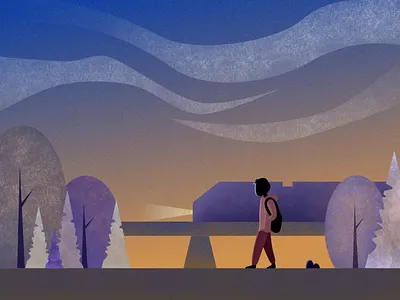I'm Coming Home affinity designer coming home dusk human illustration illustrator inkscape man night panorama rest scene sunset tired train walk walking work
