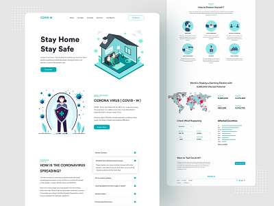 Covid19 - Coronavirus Awareness Landing Page best designer best shot branding coronavirus corporate agency illustration creative design illustration minimal clean new trend minimal design minimalist modern design typogaphy ui design uidesign uiux web design webdesign website website design website homepage blog