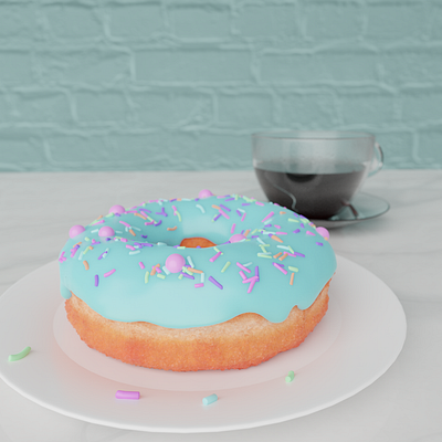 Blender Donut 3d 3d art 3d artist blender blender3dart branding coffee coffee cup design donut icing sprinkles