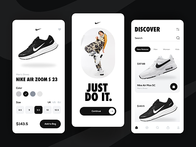 Shoes - Nike App - Just Do It. all app app design black design inspiration minimal mobile mobile app mobile app design mobile design nike nike shoes recent shoes shoes shop ui ui deisgn uiux ux