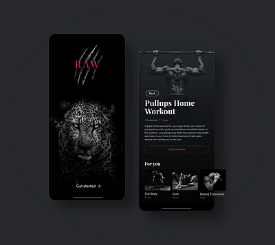 Raw Workout App Design application dark dark ui sport ui workout