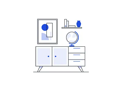 Minimal interior design art books canvas globe icon icon set illustration midcentury minimal modern vase