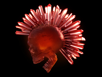 Crystal skull crystal death head human punk red redshift3d render skull