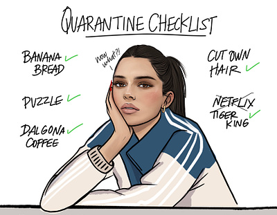 Quarantine checklist drawing funny funny illustration illustration digital jenner kardashians kendall procreate quarantine