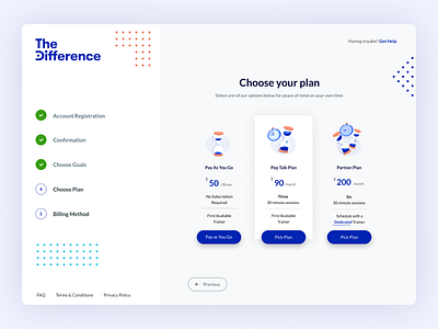 TheDifference Onboarding Pricing app blue dashboard design onboarding onboarding ui pricing pricing plan pricing plans ui web web app