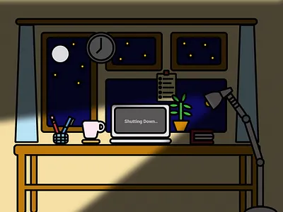 Shutting Down - Design for Calm basecamp calm calming challenge challenges daily design design for calm down figma figma design flat illustration illustrations shutting sleepy vector