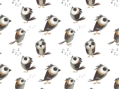 sparrows singing seamless pattern affinity affinitydesigner affinityphoto birds character character design design digital illustration illustration pencil drawing pencildog seamless pattern singing