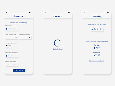 DailyUI004 - Savings Calculator calculator calculator app calculator design calculator ui dailyui dailyuichallenge mobile mobile app mobile app design mobile design mobile ui neumorphic neumorphic design neumorphism savings