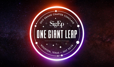 SigEp One Giant Leap badge branding conclave conference design event greek houston identity logo seal sigep space type typography