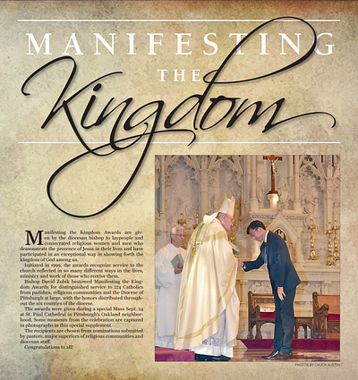 Manifesting the Kingdom supplement cover design indesign newspapers non profit supplement