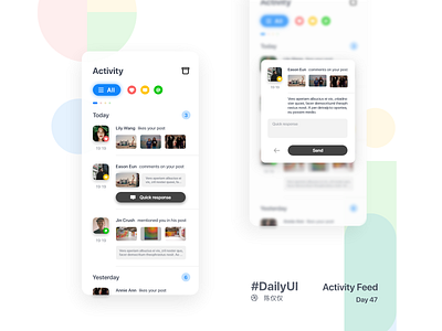 #DailyUI Day47-Activity Feed 100daychallenge 100days activity activity feed app comment daily 100 challenge dailyui dayliui design feed feeds like mobile notification notification center notifications ui ux