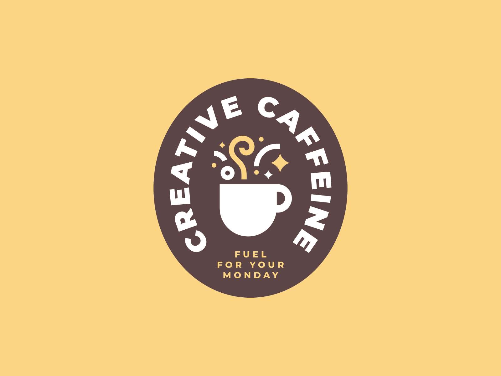 Creative Caffeine TBT badge branding caffeine coffee coffee cup flat logo logo design typography