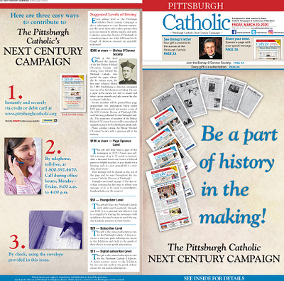 2020 Pittsburgh Catholic Next Century Campaign wrap cover design history indesign newspapers non profit photography