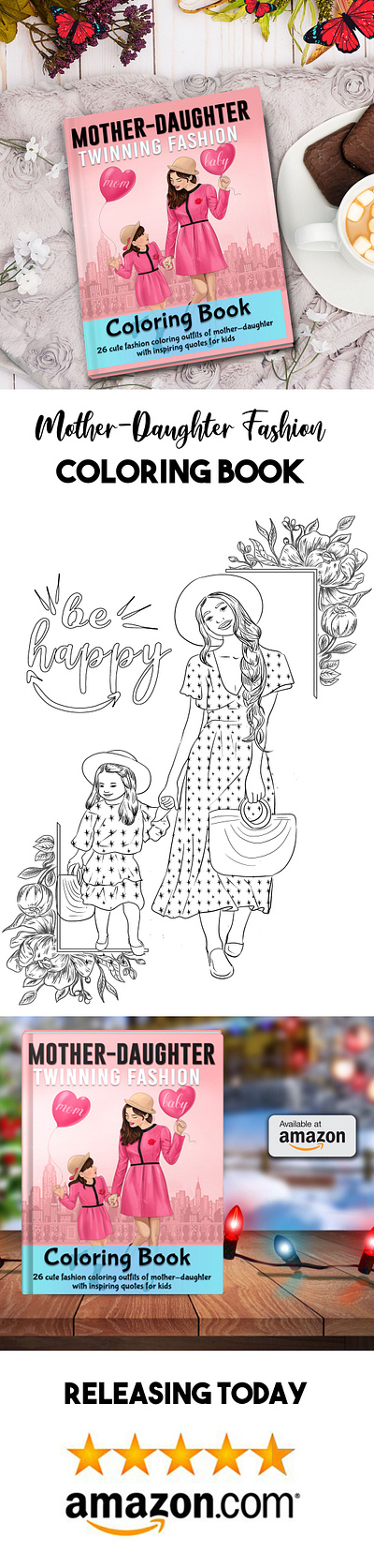 best Mother Daughter Twinning Fashion Coloring book on Amazon branding design fashion coloring book for girls illustration mother daughter coloring book mother daughter combo dress mother daughter matching outfits mother daughter same dress mother daughter twinning gowns mother daughter twinning outfits