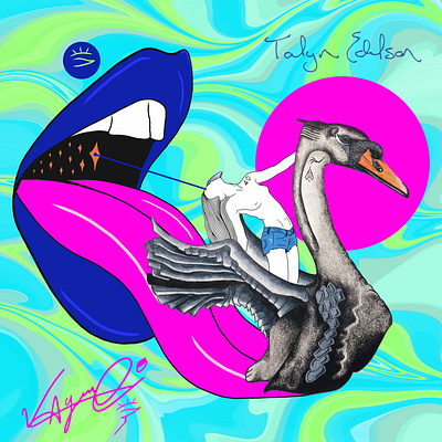 Talyn + Ayora Experimental Collab bird drawing illustration swan woman