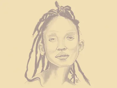 Black Woman with Tresses illustration procreate