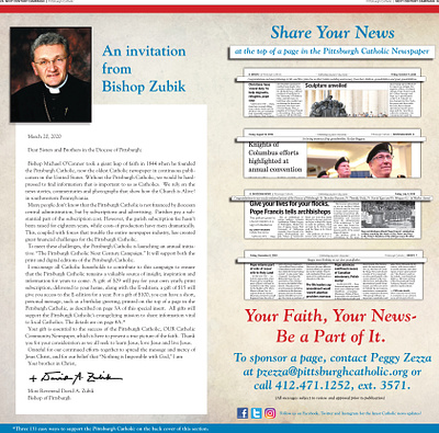 2020 Pittsburgh Catholic Next Century Campaign inside pages design indesign newspapers non profit