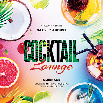 Cocktail Lounge Flyer cocktail cocktails design download drinking drinks flyer graphic design graphicriver poster psd summer template