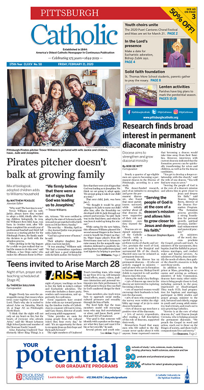 Pittsburgh Catholic, February 21, 2020 design indesign newspapers non profit photography typography