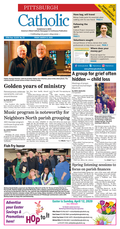 Pittsburgh Catholic, Friday, March 13, 2020 design indesign newspapers non profit typogaphy