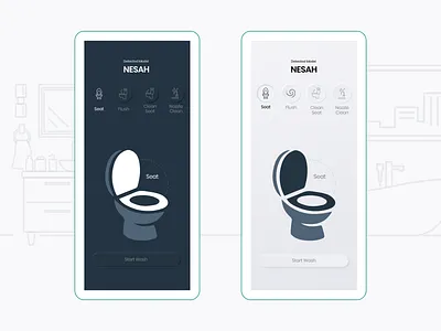 Smart Bathroom App - Neumorphic UI artificial intelligence bathroom black design trend interaction design micro interaction minimal mobile app neumorphic design nuemorphism smart app smart bathroom smart washroom smarthome soft ui uidesign uiux white zerotouch