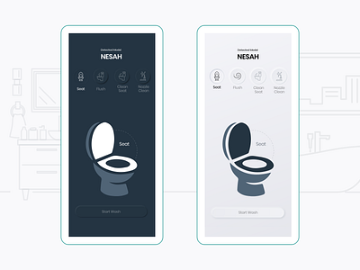 Smart Bathroom App - Neumorphic UI artificial intelligence bathroom black design trend interaction design micro interaction minimal mobile app neumorphic design nuemorphism smart app smart bathroom smart washroom smarthome soft ui uidesign uiux white zerotouch