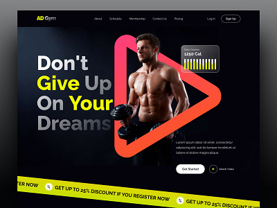 Fitness Landing Page bodybuilding crossfit fitness fitness club fitness website fitnessmodel gym health healthy landing page lifestyle nutrition personaltrainer sport training ui design web website workout yoga