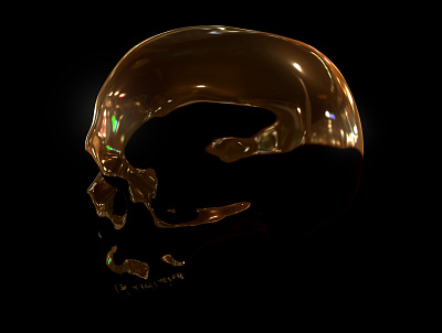 Reflection II 3d art chrome death head human neon reflection render skull