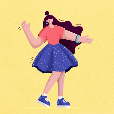 Dance your stress away💃😁 celebration character character design dance fashion girl happy love music vibe yellow