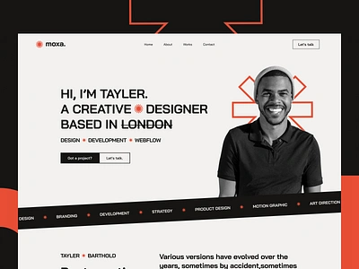 Moxa - Portfolio Template design designer template graphic design gray landing landing page portfolio portfolio template red typography ui ux webflow webflow template