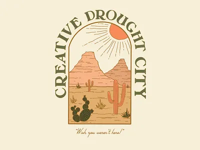 creative drought city cactus desert design drawing illustration mountains pink postcard sun texture type typography