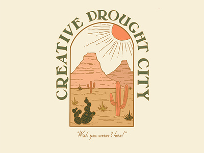 creative drought city cactus desert design drawing illustration mountains pink postcard sun texture type typography