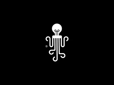 octopus black brand identity branding illustrator lamp light logo minimal minimal logo octo octopus octopus logo visual visual design