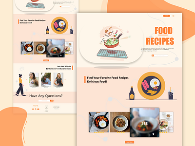 Food Recipes animation branding design digital digital art food illustration interface landing page recipes typogaphy ui user experience user interface ux web web design website