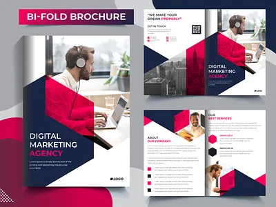 Bi-Fold 4 Pages Corporate Business Brochure Template Design bifold bifold brochure booklet brochure business business brochure business flyer design corporate corporate flyer cover design flyer layout marketing modern poster print template trifold brochure