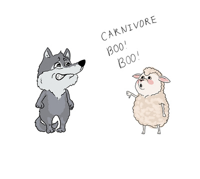 BOO! BOO! animals cartoon funny illustration sheep wolf