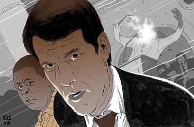 Dennis Quaid Forest Whitaker New Yorker Magazine celebrity drawn editorial film hand drawn illustration likeness people portrait published review