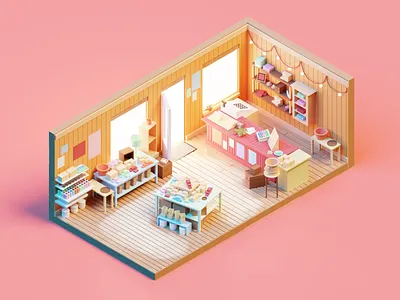 Soap Shop in Kamouraska 3d 3dart blender illustration isometric lowpoly lowpolyart