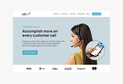 CallVU Homepage blue clean homepage landingpage minimal modern saas sales software telemarketing web design website